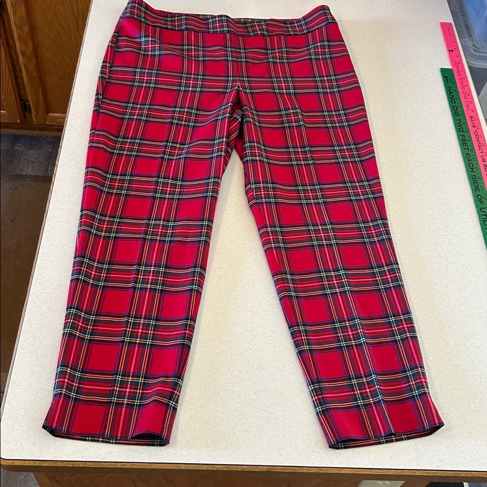 Talbots Slim Hampshire Ankle Pants Size 16 NWOT Classic Tartan Red Plaid Pattern - Picture 10 of 15